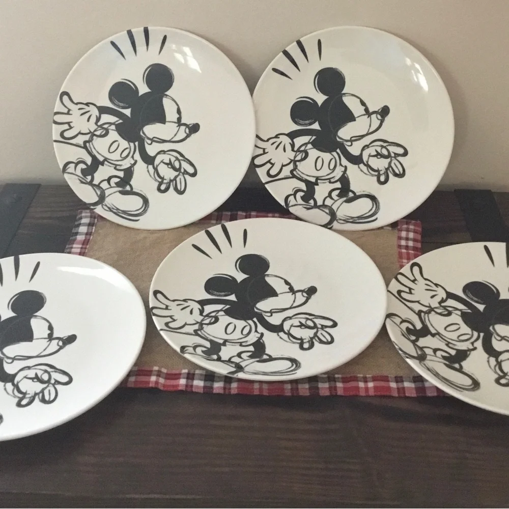 Disney Sketch Mickey Mouse Melamine Plates set of 5